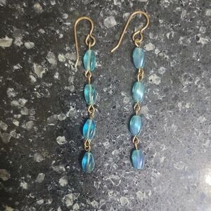 Elegant Blue Beaded Dangle Earrings